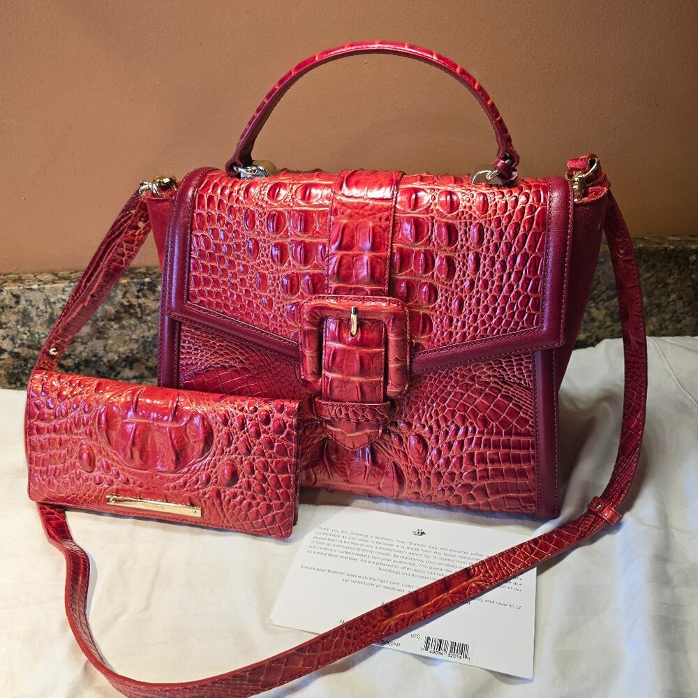 Brahmin Ingrid Lava Pampas and matching Ady Wallet, EUC